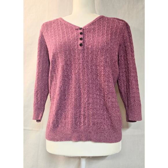 Rebecca Malone Petite XL Sweater Pink Vintage Top 3/4 Sleeve - Picture 2 of 7